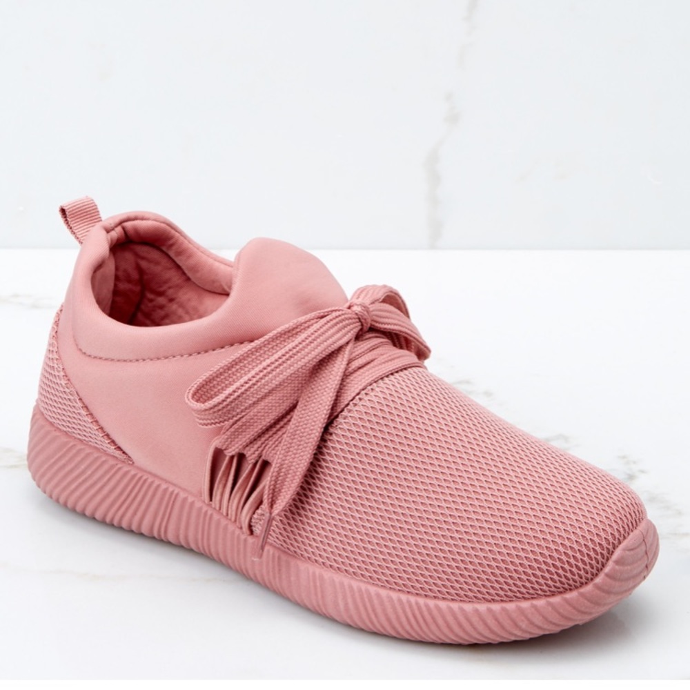 All pink knit slip on sneakers
